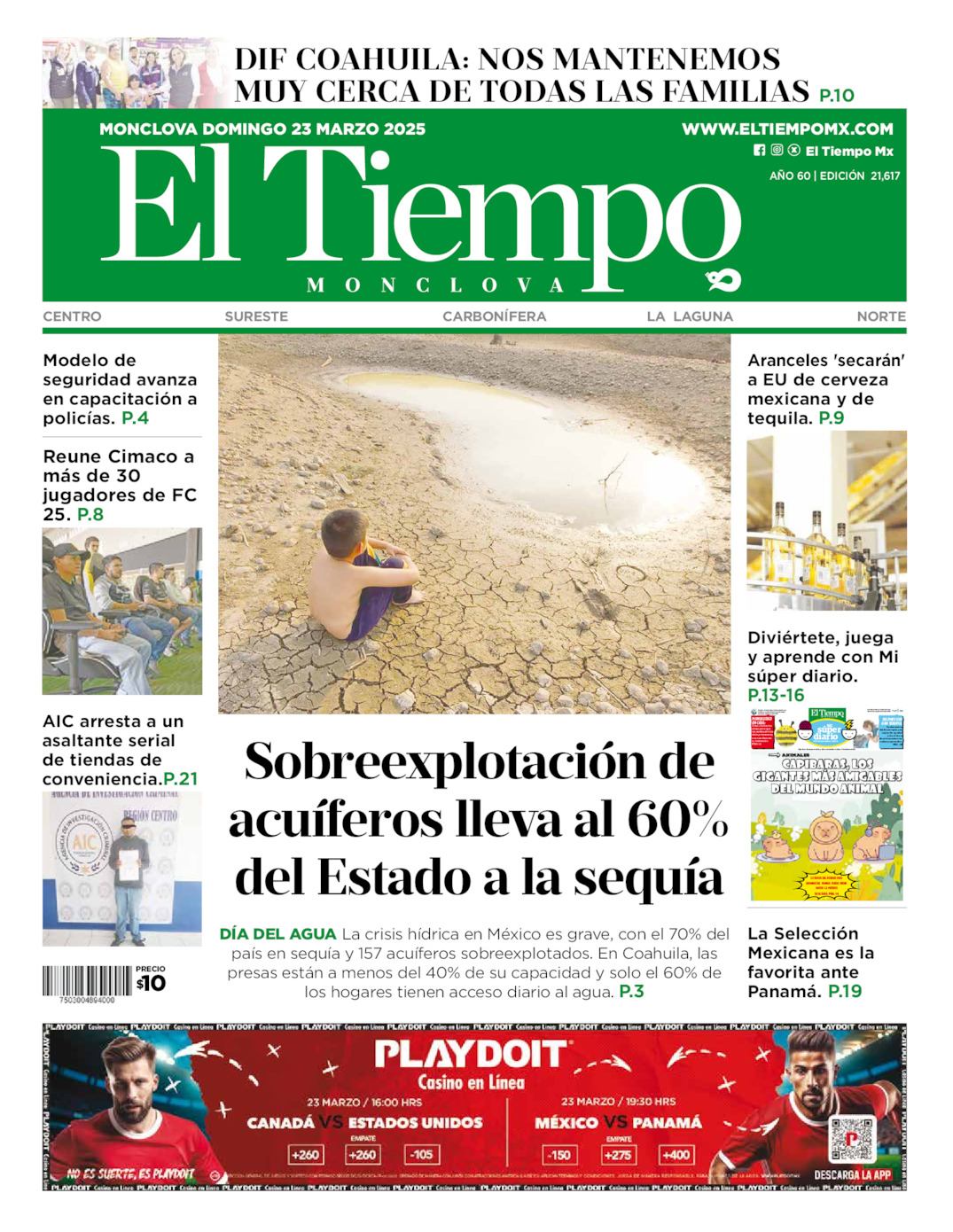 Edición impresa: Portada del domingo 23 de marzo de 2025, El Tiempo de <strong>Monclova</strong>